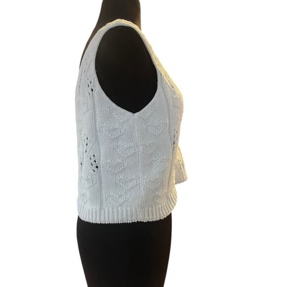 Vtg Heart Twee Crop Knit Sweater Tank Top Size S Coquette Feminine Girlhoodcore - Picture 4 of 8
